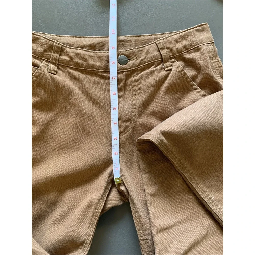 Carhartt Youth Size 12 Pants Carpenter Tan Brown Adjustable Waist Pockets Canvas